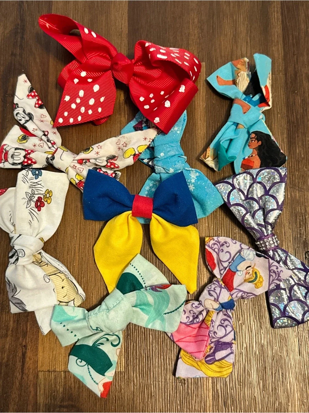 Disney Hair Bow Bundle Lot - Handmade Boutique Bows - Princess & Character Theme